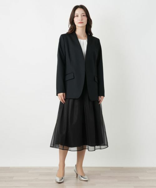 Leilian / レリアン テーラードジャケット | Vネックノーカラージャケット | 詳細1