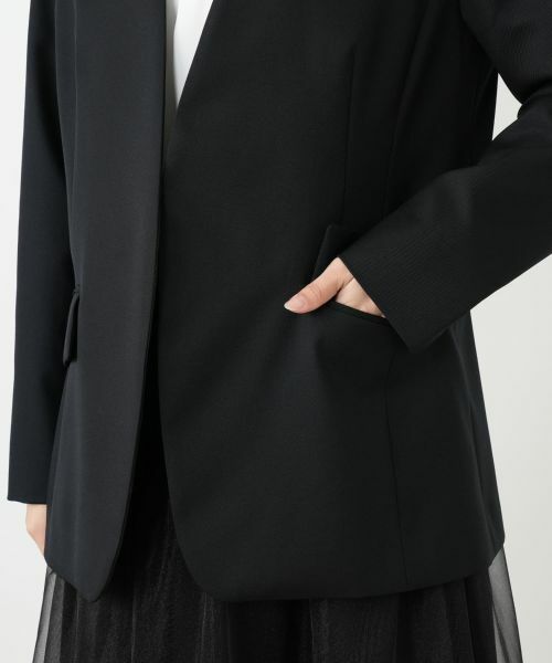 Leilian / レリアン テーラードジャケット | Vネックノーカラージャケット | 詳細11