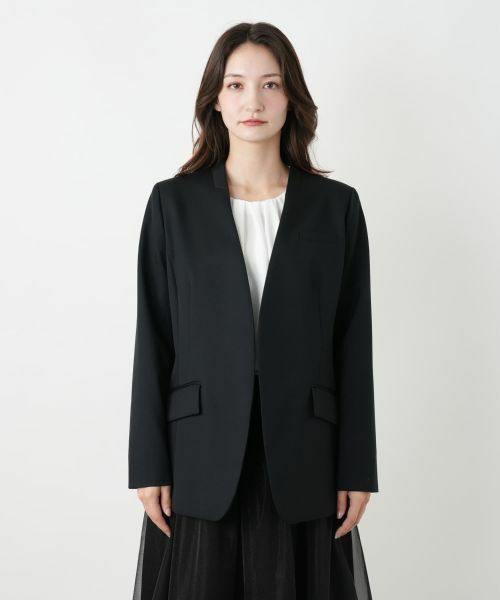 Leilian / レリアン テーラードジャケット | Vネックノーカラージャケット | 詳細4