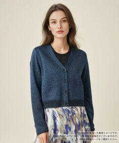 Leilian / レリアン カーディガン・ボレロ | ラメVネックショートカーディガン