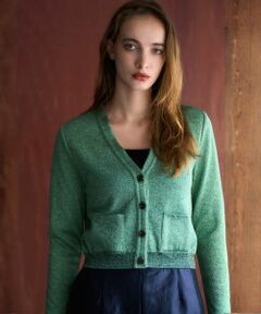 Leilian / レリアン カーディガン・ボレロ | ラメVネックショートカーディガン