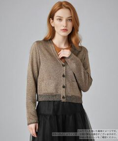Leilian / レリアン カーディガン・ボレロ | ラメVネックショートカーディガン