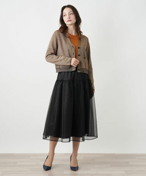 Leilian / レリアン カーディガン・ボレロ | ラメVネックショートカーディガン | 詳細1