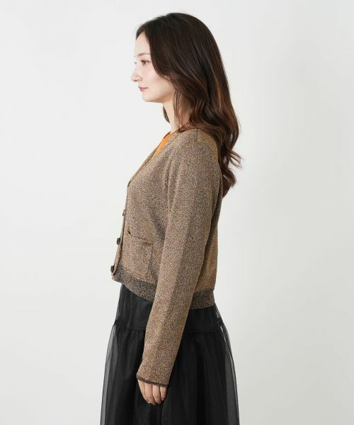 Leilian / レリアン カーディガン・ボレロ | ラメVネックショートカーディガン | 詳細5