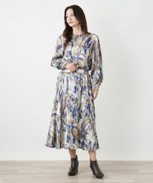 Leilian / レリアン ミニ・ひざ丈スカート | プリントフレアスカート | 詳細1