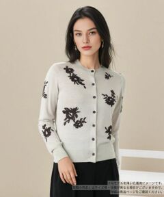Leilian / レリアン カーディガン・ボレロ | 花柄刺繍クルーネックカーディガン