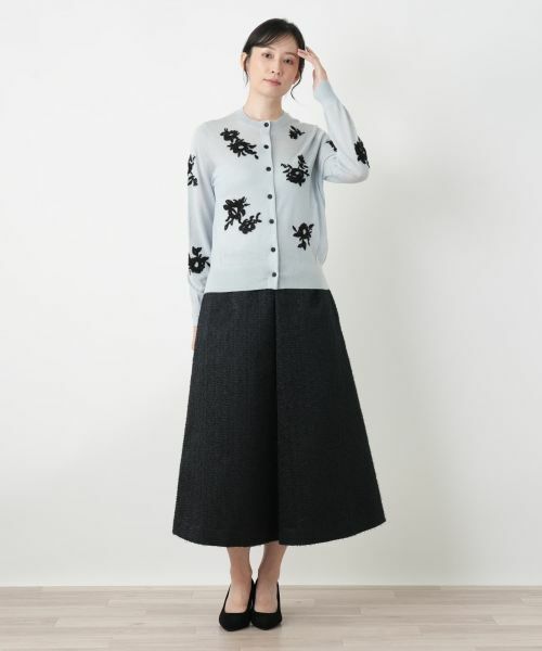 Leilian / レリアン カーディガン・ボレロ | 花柄刺繍クルーネックカーディガン | 詳細1