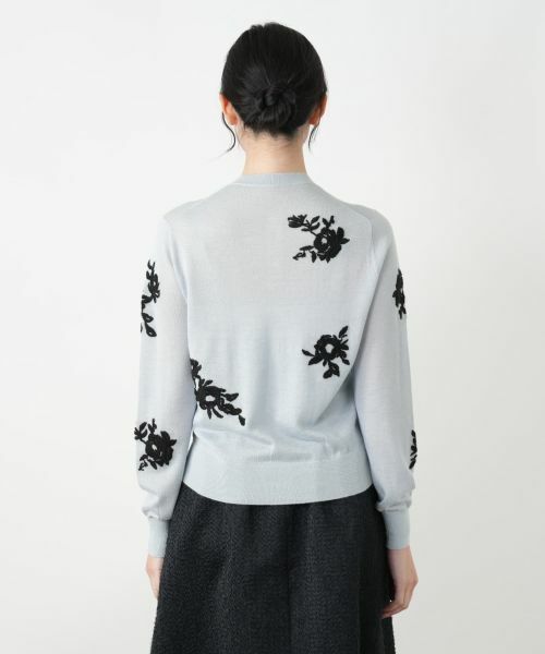 Leilian / レリアン カーディガン・ボレロ | 花柄刺繍クルーネックカーディガン | 詳細6