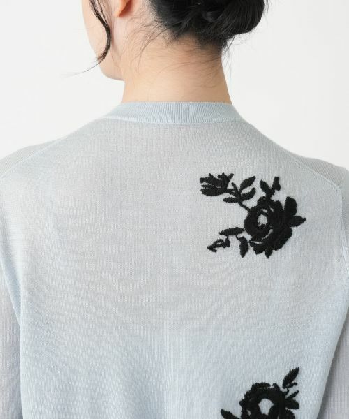 Leilian / レリアン カーディガン・ボレロ | 花柄刺繍クルーネックカーディガン | 詳細8