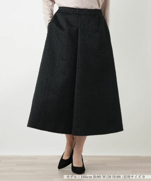 Leilian/レリアン ミディ丈Aラインスカート ブラック 7(S)