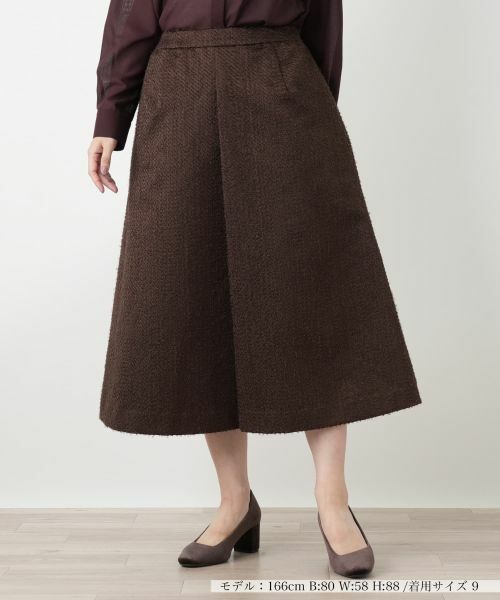 Leilian / レリアン ミニ・ひざ丈スカート | ミディ丈Aラインスカート(ダークブラウン)
