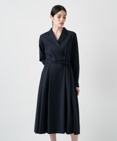 レリアン ロングフレアワンピース ウール100%ブラック　9号 Leilian プリントフレアワンピース【Leilian WHITE LABEL】|レリアン