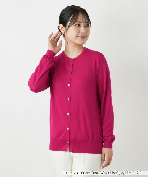 Leilian/レリアン クルーネックカーディガン ボルドー系 9(M) Leilian/レリアン クルーネックカーディガン ボルドー系 9(M)