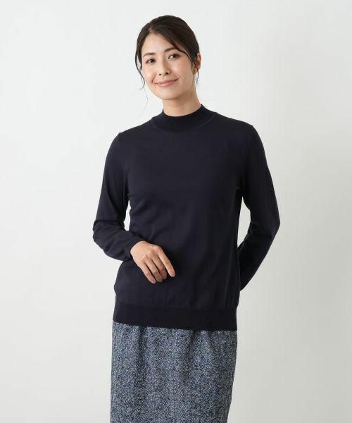 Leilian/レリアン アメリカンシーアイランドコットンハイネックニット【25年10月カタログ】 ネイビー 11(L)