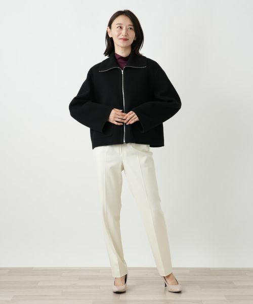 Leilian / レリアン テーラードジャケット | ニット切替ジップジャケット | 詳細1