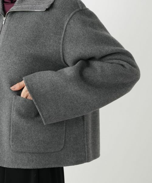 Leilian / レリアン テーラードジャケット | ニット切替ジップジャケット | 詳細13