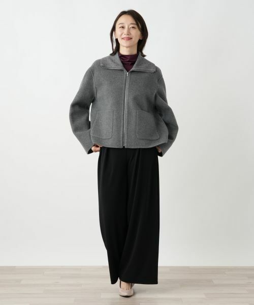 Leilian / レリアン テーラードジャケット | ニット切替ジップジャケット | 詳細4