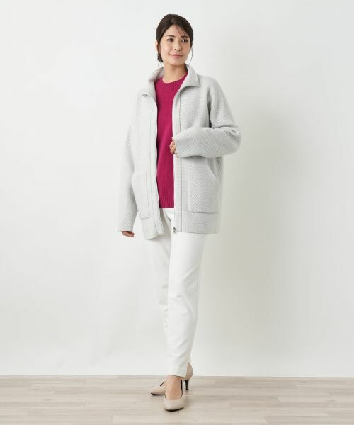 Leilian / レリアン テーラードジャケット | ヘリンボーンニットジャケット【25年10月カタログ】 | 詳細1