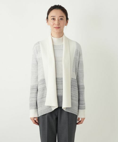 Leilian / レリアン カーディガン・ボレロ | ボーダーノーボタンカーディガン | 詳細4