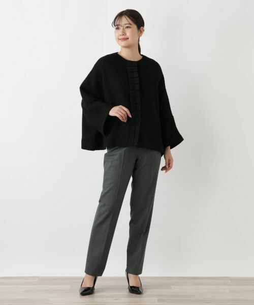 Leilian / レリアン テーラードジャケット | ポンチョ風ノーカラージャケット | 詳細1
