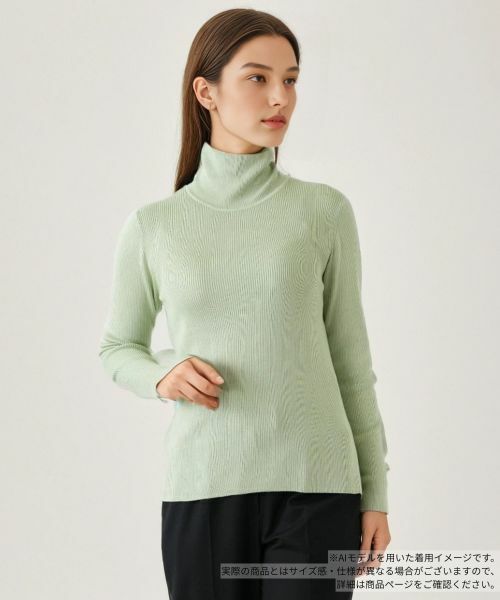 Leilian / レリアン ニット・セーター | リブタートルネックニット(グリーン)