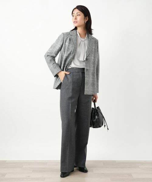 Leilian / レリアン テーラードジャケット | チェック柄テーラードジャケット【Leilian WHITE LABEL】(グレー系)