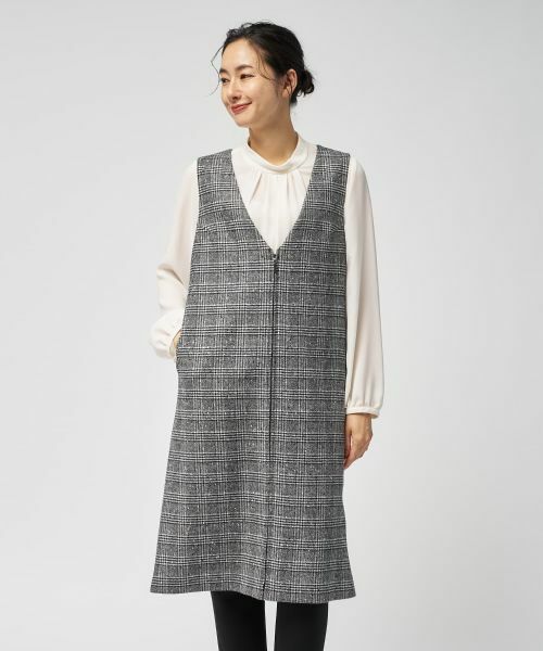 Leilian / レリアン ロング・マキシ丈ワンピース | チェック柄ジップジャンパースカート | 詳細13