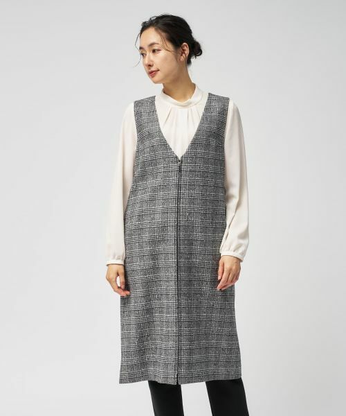 Leilian / レリアン ロング・マキシ丈ワンピース | チェック柄ジップジャンパースカート | 詳細15