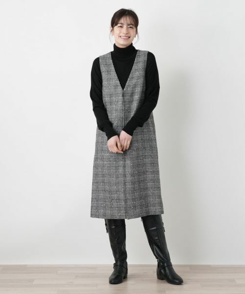 Leilian / レリアン ロング・マキシ丈ワンピース | チェック柄ジップジャンパースカート | 詳細18