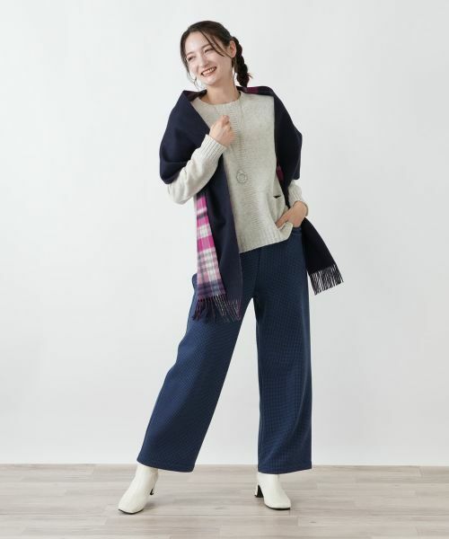 Leilian / レリアン その他パンツ | あったか千鳥格子セミワイドパンツ【25年11月カタログ】 | 詳細2