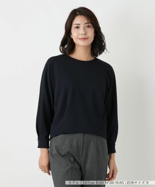 Leilian/レリアン クルーネックブラウス【Leilian WHITE LABEL】 ネイビー 11(L)