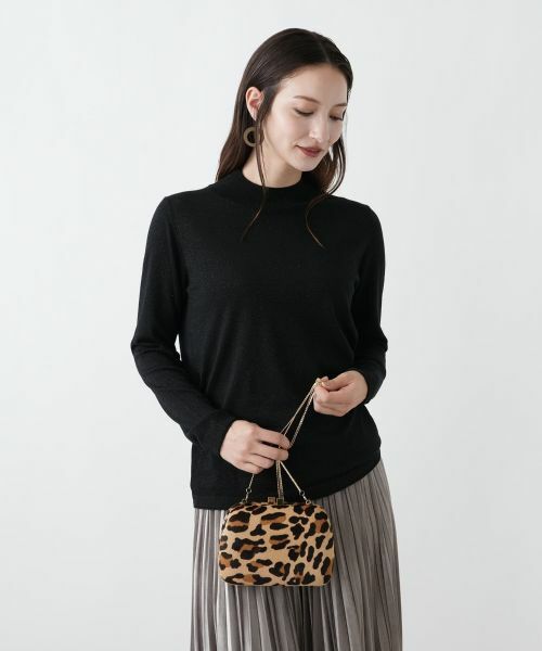 Leilian / レリアン ニット・セーター | ラメハイネックニットプルオーバー【25年11月カタログ】(ブラック)