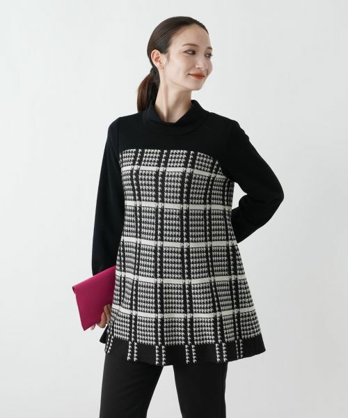 Leilian / レリアン ニット・セーター | 千鳥格子ニットチュニック【25年11月カタログ】 | 詳細1