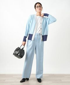 Leilian / レリアン カーディガン・ボレロ | カシミヤ配色カーディガン【Leilian WHITE LABEL】