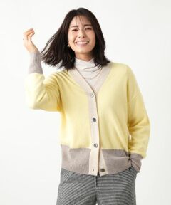 Leilian / レリアン カーディガン・ボレロ | カシミヤ配色カーディガン【Leilian WHITE LABEL】