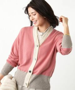 Leilian / レリアン カーディガン・ボレロ | カシミヤ配色カーディガン【Leilian WHITE LABEL】