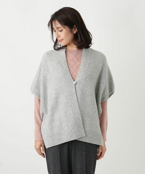 Leilian / レリアン テーラードジャケット | 幾何柄ニットケープ【Leilian WHITE LABEL】 | 詳細15