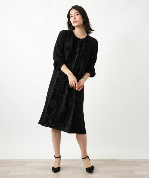 Leilian / レリアン ドレス | 異素材切り替えワンピース【セレモニー】【Leilian WHITE LABEL】 | 詳細1