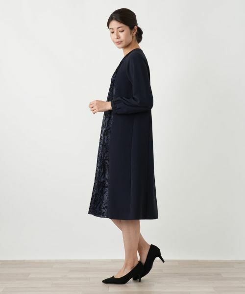 Leilian / レリアン ドレス | 異素材切り替えワンピース【セレモニー】【Leilian WHITE LABEL】 | 詳細12