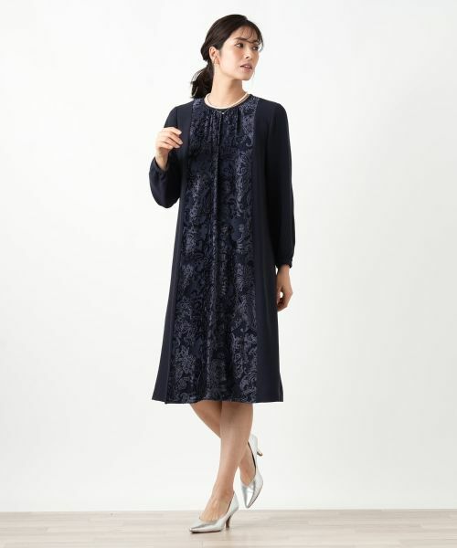 Leilian / レリアン ドレス | 異素材切り替えワンピース【セレモニー】【Leilian WHITE LABEL】 | 詳細8