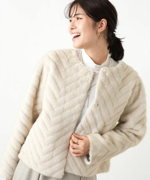 Leilian / レリアン テーラードジャケット | フェイクファージャケット【セレモニー】【Leilian WHITE LABEL】 | 詳細1