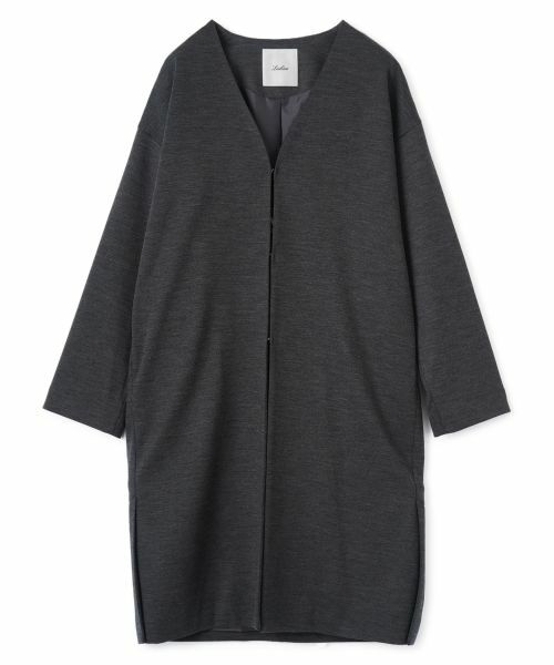 Leilian/レリアン ノーカラーVネックコート チャコールグレー 11(L) Leilian/レリアン ノーカラーVネックコート チャコールグレー 11(L)