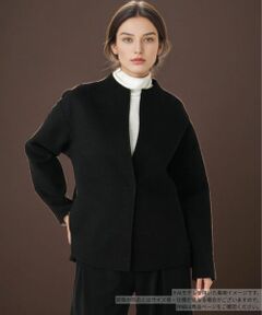 Leilian / レリアン テーラードジャケット | 異素材切替ノーカラージャケット