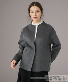 Leilian / レリアン テーラードジャケット | 異素材切替ノーカラージャケット