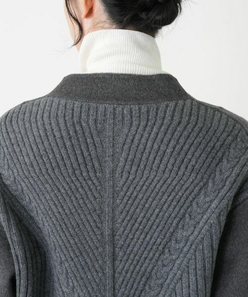 Leilian / レリアン テーラードジャケット | 異素材切替ノーカラージャケット | 詳細14