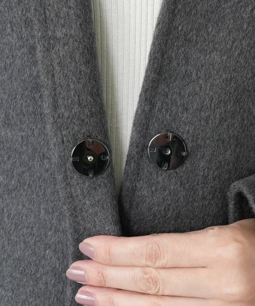 Leilian / レリアン テーラードジャケット | 異素材切替ノーカラージャケット | 詳細16
