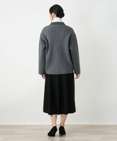 Leilian / レリアン テーラードジャケット | 異素材切替ノーカラージャケット | 詳細9