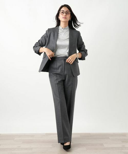 Leilian / レリアン テーラードジャケット | ノーカラージャケット(グレー)
