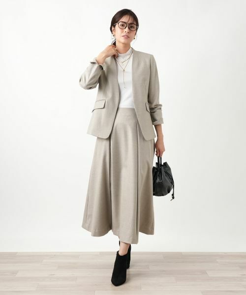 Leilian / レリアン テーラードジャケット | ノーカラージャケット(ベージュ)