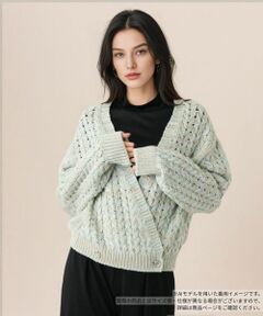 Leilian / レリアン カーディガン・ボレロ | ミックスニットVネックカーディガン
